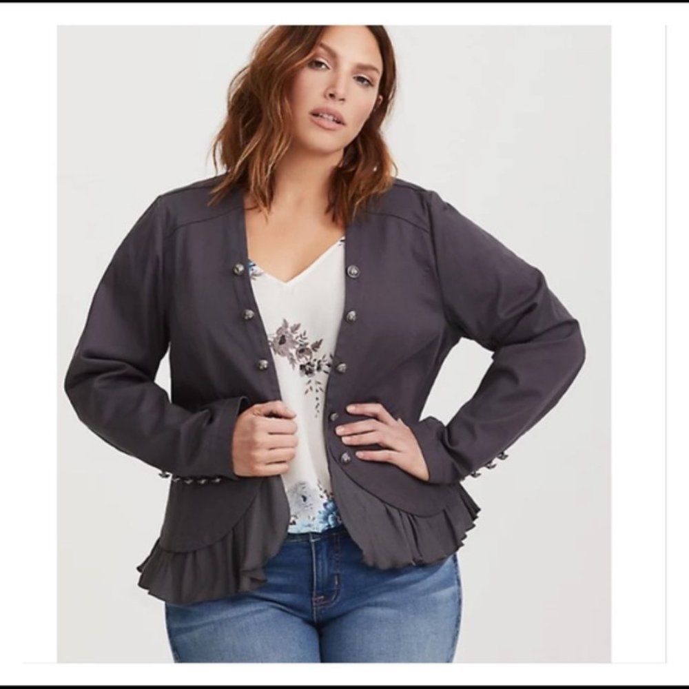 Torrid Grey Military Peplum Jacket Size 1